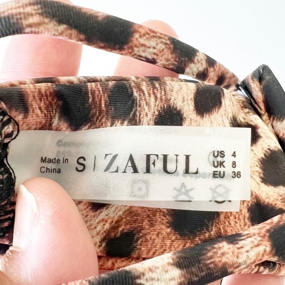 ZAFUL Womens Animal Print Cheetah V Wired Low Cut Strappy Bikini Top Size S - Picture 7 of 7